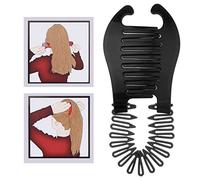 Biegsamer Kunststoff-Haarkamm, 1 Stück, Pferdeschwanz-Styling-Werkzeug, moderner Bananenclip-Ineinandergreifenkamm, französische Seite für Frauen und Mädchen, DIY-Frisur, schwarz