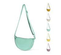 Bieiyhe Halbmond Tasche Damen Hellgrün, Hobo Casual Crossbody Bag Schultertasche, Umhängetasche Stoff, Got Bag Moon Bag Small, Halfmoon Handtasche mit Reißverschluss, Einfarbige Messenger Bag Klein