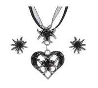Bieiyhe Trachtenschmuck Damen Set, Dirndl Schmuck Oktoberfest Accessoires, Trachtenkette und Ohrringe, Outfit zum Oktoberfest, Dirndl Halskette, Dirndlschmuck Herz mit Edelweiss und Schwarz Band