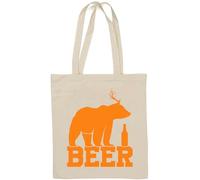 Bierflasche Bär und Hirsch lustige Mashup natürliche Baumwolle Tragetasche weiß