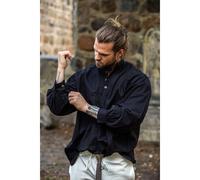 Biesenhemd mit Holzknöpfen Schwarz "Oswald" XXXL