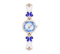 BIEWO Damenuhren, Armband, Diamant-Uhr für Damen, Perle, Roségold, modisch, luxuriös, analog, Quarz, lässig, Mädchen, Ehefrau, Geschenke, Armbanduhr für Frauen, 8164 Rose Golden Blue