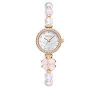 BIEWO Damenuhren, Armband, Diamant-Uhr für Damen, Perle, Roségold, modisch, luxuriös, analog, Quarz, lässig, Mädchen, Ehefrau, Geschenke, Armbanduhr für Frauen, Roségold, Weiß