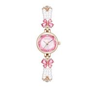 BIEWO Damenuhren, Armband, Diamant-Uhr für Damen, Perle, Roségold, modisch, luxuriös, analog, Quarz, lässig, Mädchen, Ehefrau, Geschenke, Armbanduhr für Frauen, 8164 Rose Golden Red