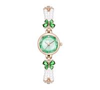 BIEWO Damenuhren, Armband, Diamant-Uhr für Damen, Perle, Roségold, modisch, luxuriös, analog, Quarz, lässig, Mädchen, Ehefrau, Geschenke, Armbanduhr für Frauen, 8164 Golden Green