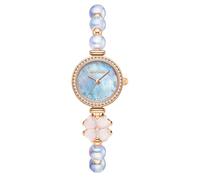 BIEWO Damenuhren, Armband, Diamant-Uhr für Damen, Perle, Roségold, modisch, luxuriös, analog, Quarz, lässig, Mädchen, Ehefrau, Geschenke, Armbanduhr für Frauen, Roségoldblau