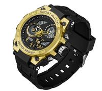 BIEWO Herren Uhren Militär Sport Wasserdicht Uhr Dater Multi Funktion Taktik LED Alarm Stoppuhr Outdoor Armbanduhr für Männer, schwarz/goldfarben