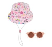 BIFHIG 1 Stück Rosa Dinosaurier-Babyhut Und 1 Stück Sonnenbrille, Sonnenschutzhut Für Kinder, Verstellbare Fischerhut, Sonnenbrille Im Rahmen des Rahmens, Sonnenschutz Im Freien.