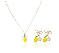 BIFHIG 2 Stück Zitronenanhänger Schmuck, Einfache Und Vielseitige Ohrringe, Verstellbare Fruchtkette, Tägliche Kleidung Mit Accessoires, Geeignet Für Partys Und Hochzeiten.