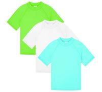 BIG ELEPHANT 3 Stück Kinder Kurzarm-Rashguard-Shirt mit UPF 50+ Schutz, schnell trocknende Badebekleidung, Rashguard für Jugendliche