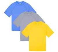BIG ELEPHANT 3 Stück Kinder Kurzarm-Rashguard-Shirt mit UPF 50+ Schutz, schnell trocknende Badebekleidung, Rashguard für Jugendliche