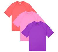 BIG ELEPHANT 3 Stück Kinder Kurzarm-Rashguard-Shirt mit UPF 50+ Schutz, schnell trocknende Badebekleidung, Rashguard für Jugendliche