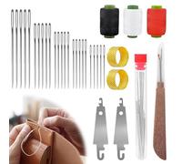 Big Eye Stahl-Nähnadel-Set, 37-teiliges Edelstahl-Nadeln zum Handnähen, Big Eye Stahlnadel-Set mit großem Auge - lange und dünne handgefertigte Quilt- und Nähnadeln für DIY-Nähen Anfänger (B)