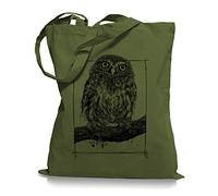 Big Owl Stoffbeutel |Eulen Eule Tragetasche Kult-olive_green