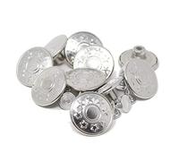 BIG-SAM - 10 Metallknöpfe/Jeansknöfe - ⌀ 20mm - Altkufer, Altsilber oder Silber - mit Motiven - Nähfrei! (Silber)