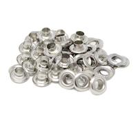 BIG-SAM 100 Ösen mit Scheiben aus Messing (rostfrei) - Größen im Innendurchmesser: 4, 5, 8, 11 oder 14 in den Farben: Altkupfer, Altmessing, Brüniert, Gold oder Silber (4, Silber)