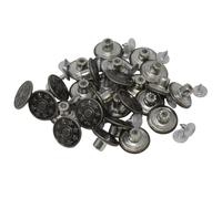 BIG-SAM Jeansknöpfe - Ø 17mm - Altsilber/Sterne - 5/10 / 25 oder 50 Stück - Nähfrei mit Anleitung! (25)