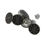 BIG-SAM Jeansknöpfe - Ø 17mm - Altsilber/Sterne - 5/10 / 25 oder 50 Stück - Nähfrei mit Anleitung! (5)