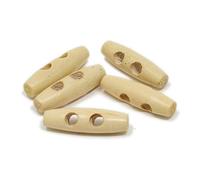 BIG-SAM Knebelknöpfe - Mantelknöpfe | 5 Stück | 12x40mm | Lochdurchmesser: 5mm | Olivenform | aus Holz - lasiert | Buchefarben (Buche)