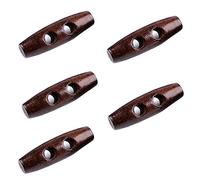 BIG-SAM Knebelknöpfe - Mantelknöpfe | 5 Stück | 12x40mm | Lochdurchmesser: 5mm | Olivenform | aus Holz - lasiert | Buchefarben (Nuss)