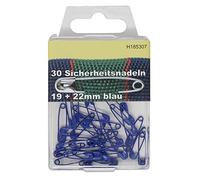 BIG-SAM Mini Sicherheitsnadeln Sortiment | 19 & 22 mm Mix | einfarbig - Rot, Gelb, Grün, Blau, Weiß | Dosenverpackung (Blau)