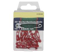 BIG-SAM Mini Sicherheitsnadeln Sortiment | 19 & 22 mm Mix | einfarbig - Rot, Gelb, Grün, Blau, Weiß | Dosenverpackung (Rot)