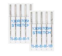 BIG-SAM - Nähmaschinennadeln - Jeans, Leder, Jersey, Stretch oder Mix - 5, 10 oder 20 Stück - geschliffener Flachkolben - 130R/705H - Maschinennadeln für Haushalts Nähmaschinen (Stretch, 10 Nadeln)