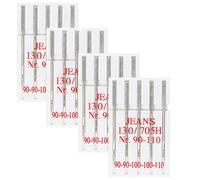 BIG-SAM - Nähmaschinennadeln - Jeans, Leder, Jersey, Stretch oder Mix - 5, 10 oder 20 Stück - geschliffener Flachkolben - 130R/705H - Maschinennadeln für Haushalts Nähmaschinen (Jeans, 20 Nadeln)