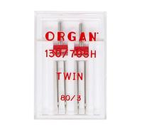 BIG-SAM Organ Nähmaschinennadeln | Jersey, Super-Stretch, Jeans, Leder oder Universal | Verschiedene Nadelstärken (Twin - Doppelnadeln, 2X 80/3,0)