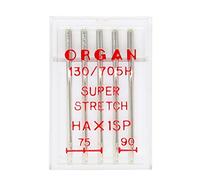 BIG-SAM Organ Nähmaschinennadeln | Jersey, Super-Stretch, Jeans, Leder oder Universal | Verschiedene Nadelstärken (SUPER-Stretch HAX1SP, 3X 75-2X 90)