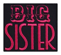 BIG SISTER Patch Aufnäher mit Stickerei für große Schwester Geschenk für Frauen Aufbügler für Mädchen Sticker DIY Applikation gestickt zum annähen/aufbügeln - 90x80mm
