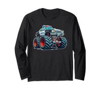 Big Wheels Police Car Vehicle Kids Boys Monster Truck Langarmshirt