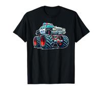 Big Wheels Police Car Vehicle Kids Boys Monster Truck T-Shirt