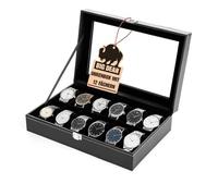 BigDean Uhrenbox für 12 Uhren Glasdeckel Schicke Uhrenbox Herren