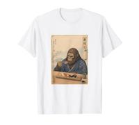 Bigfoot Eating Sushi Vintage Japanische Kunst Preisgünstiges Grafik-T-Shirt