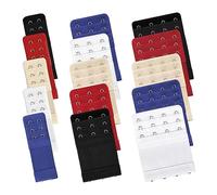 Bigqin 15 Stück Bh-Verlängerung, elastische BH Erweiterung 4 Haken BH-Träger 3 Haken BH Verlängerung 2 Haken - Schwarz Weiß Hautfarbe Rot Blau