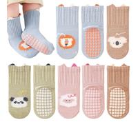 Bigqin 4 Paar ABS Socken für Baby Mädchen Jungen Warme süße Tier Cartoon Kleinkinder Kinder Rutschfeste Babysocken, Stoppersocken Kleinkinder Kinder Rutschfeste Baumwollsocken für 1-3 Jahre Alt