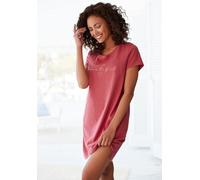 Bigshirt, Damen, Gr. 32/34, rot, Single Jersey, Obermaterial: 100% Baumwolle, VIVANCE DREAMS BY LASCANA, unifarben, Basic, bequem mini, Rundhals, Shirts, mit Frontdruck (28218135-32) rot