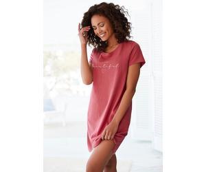 Bigshirt, Damen, Gr. 32/34, rot, Single Jersey, Obermaterial: 100% Baumwolle, VIVANCE DREAMS BY LASCANA, unifarben, Basic, bequem mini, Rundhals, Shirts, mit Frontdruck (28218135-32) rot