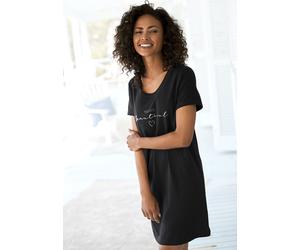 Bigshirt, Damen, Gr. 36/38, schwarz, Single Jersey, Obermaterial: 100% Baumwolle, VIVANCE DREAMS BY LASCANA, unifarben, Basic, bequem mini, Rundhals, Shirts, mit Frontdruck (89272059-36) schwarz