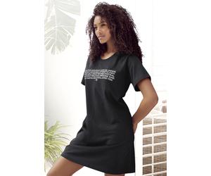 Bigshirt KANGAROOS, Damen, Gr. 36/38, schwarz, Single Jersey, Obermaterial: 100% Baumwolle, bedruckt, lässig geschnitten mini, Rundhals, Raglanärmel, Shirts Sleepshirt Nachthemd, mit Slogan-Frontdruck