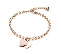 bigsoho Edelstahl Rosegold Damen Mädchen Armband Kugel Armkette Herz Anhänger elegant Schmuck