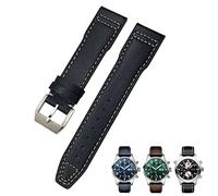 BIK 20 mm 21 mm Rindsleder-Armband, geeignet für IWC-Fliegeruhren, Portugieser-Armbänder, Mark 18, weiches blaues Armband(Black White Pin,20mm)