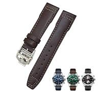 BIK 20 mm 21 mm Rindsleder-Armband, geeignet für IWC-Fliegeruhren, Portugieser-Armbänder, Mark 18, weiches blaues Armband(Brown White Folding,20mm)