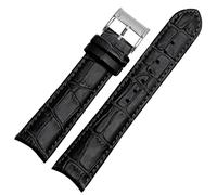 BIK Echtes Leder -Uhrband für Bürger Seiko Armband 20mm Kurve End Kuh Leder schwarz blau braune Träger(Black silver)