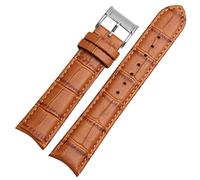 BIK Echtes Leder -Uhrband für Bürger Seiko Armband 20mm Kurve End Kuh Leder schwarz blau braune Träger(Light brown silver)