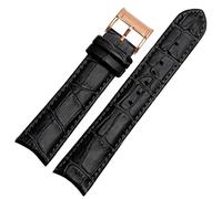 BIK Echtes Leder -Uhrband für Bürger Seiko Armband 20mm Kurve End Kuh Leder schwarz blau braune Träger(Black rosegold)