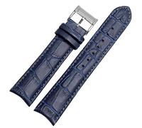 BIK Echtes Leder -Uhrband für Bürger Seiko Armband 20mm Kurve End Kuh Leder schwarz blau braune Träger(Blue silver)