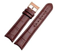 BIK Echtes Leder -Uhrband für Bürger Seiko Armband 20mm Kurve End Kuh Leder schwarz blau braune Träger(Brown rosegold)