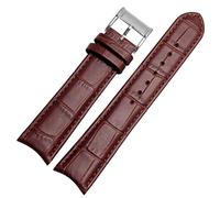 BIK Echtes Leder -Uhrband für Bürger Seiko Armband 20mm Kurve End Kuh Leder schwarz blau braune Träger(Brown silver)